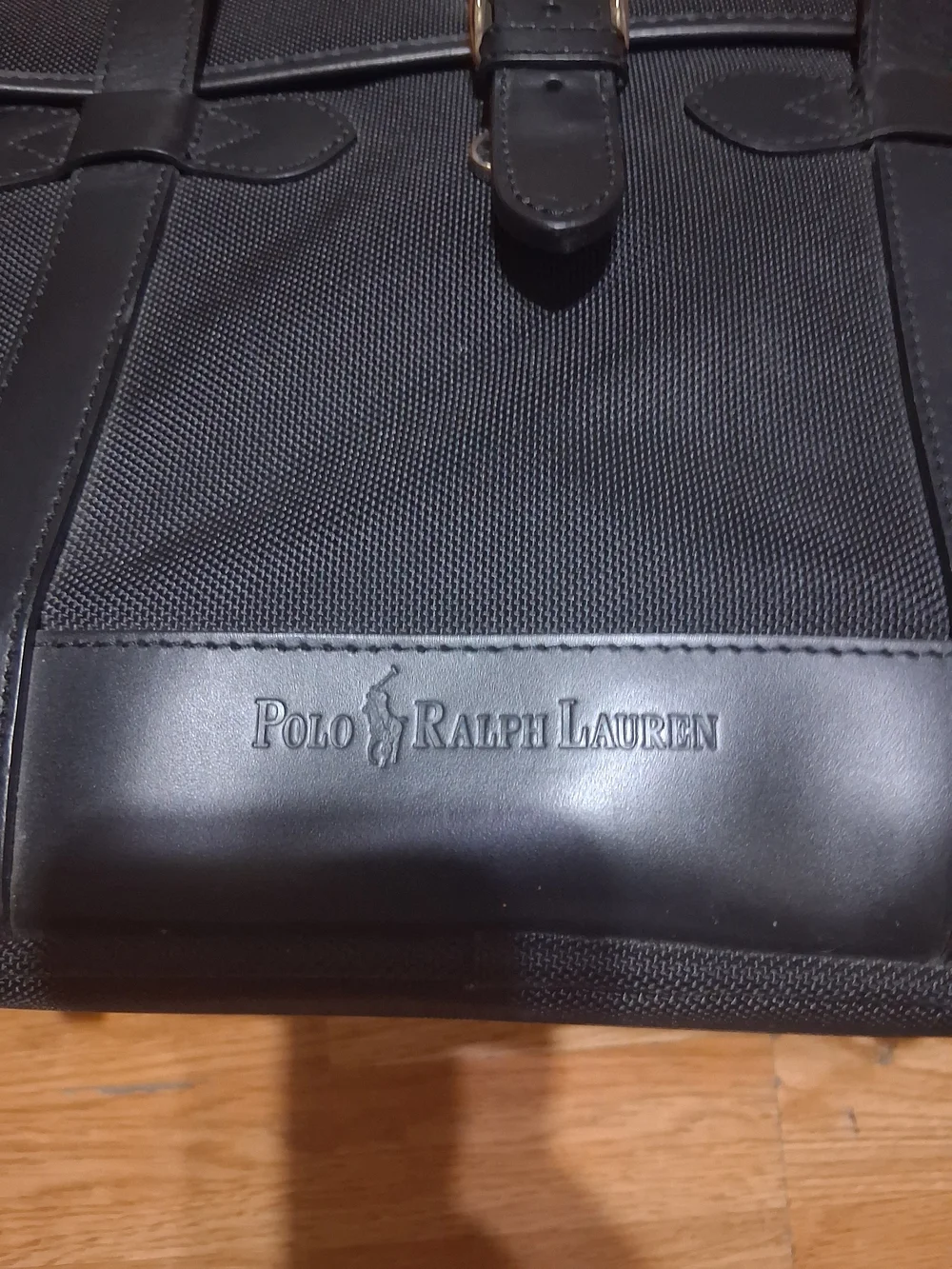 Vintage Polo Ralph Lauren Black Canvas Leather Travel Bag